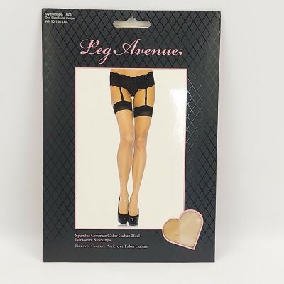 Backseam Stockings, Cuban Heel ~ Lt Biege~ One Size (90-160 lbs) Leg Avenue 1024